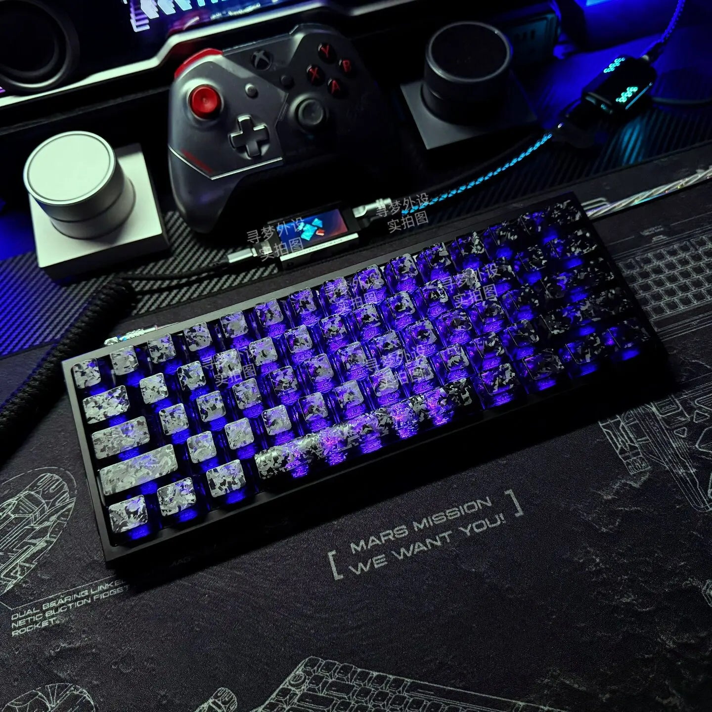 ICECARBON BLACKCARBON Forged Carbon Keycaps | Cherry Profile | Semi-Frosted | Side-Laser Engraved | 120 Keys