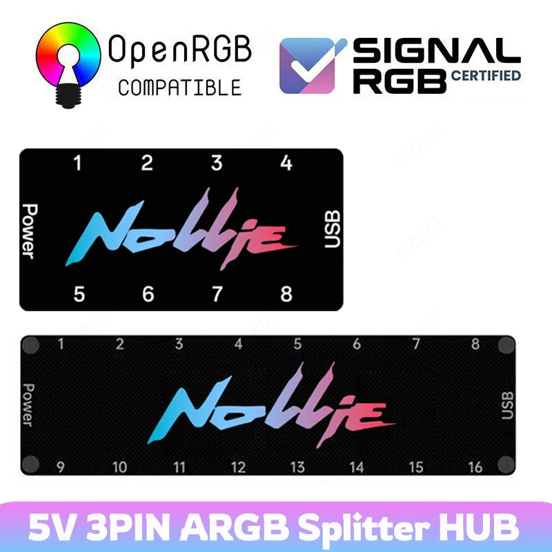 5V 3-Pin ARGB Controller & Splitter – 8-Way / 16-Way, SignalRGB / OpenRGB Support, SATA Power