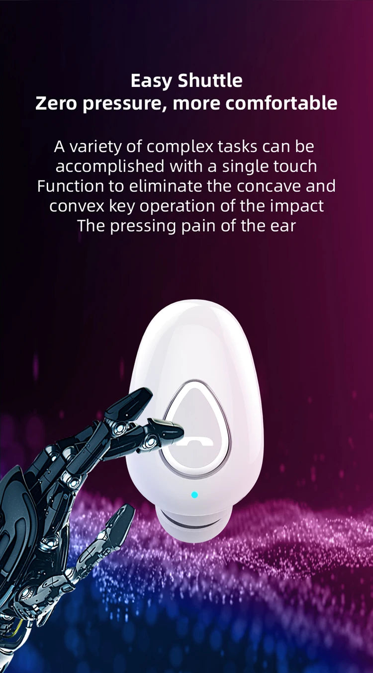 Mini invisible Bluetooth 5.0 earbuds from R.E.D. Shopping, wireless in-ear headphones with built-in mic and HiFi sound quality.
