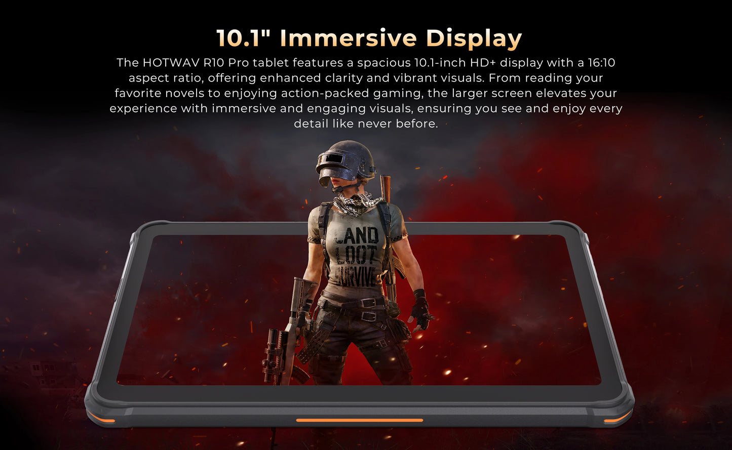 HOTWAV R10 Pro Rugged Tablet | 10800mAh | 10.1" HD+ | Android 14 | 8GB+256GB | 4G | 13MP
