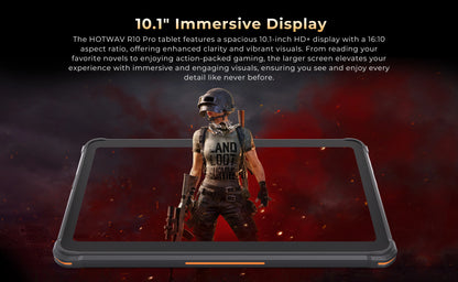 HOTWAV R10 Pro Rugged Tablet | 10800mAh | 10.1" HD+ | Android 14 | 8GB+256GB | 4G | 13MP