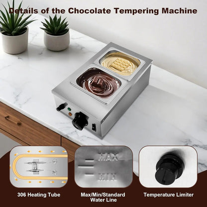 Chocolate Melting & Tempering Machine – 2/3 Tank Stainless Steel with Lid