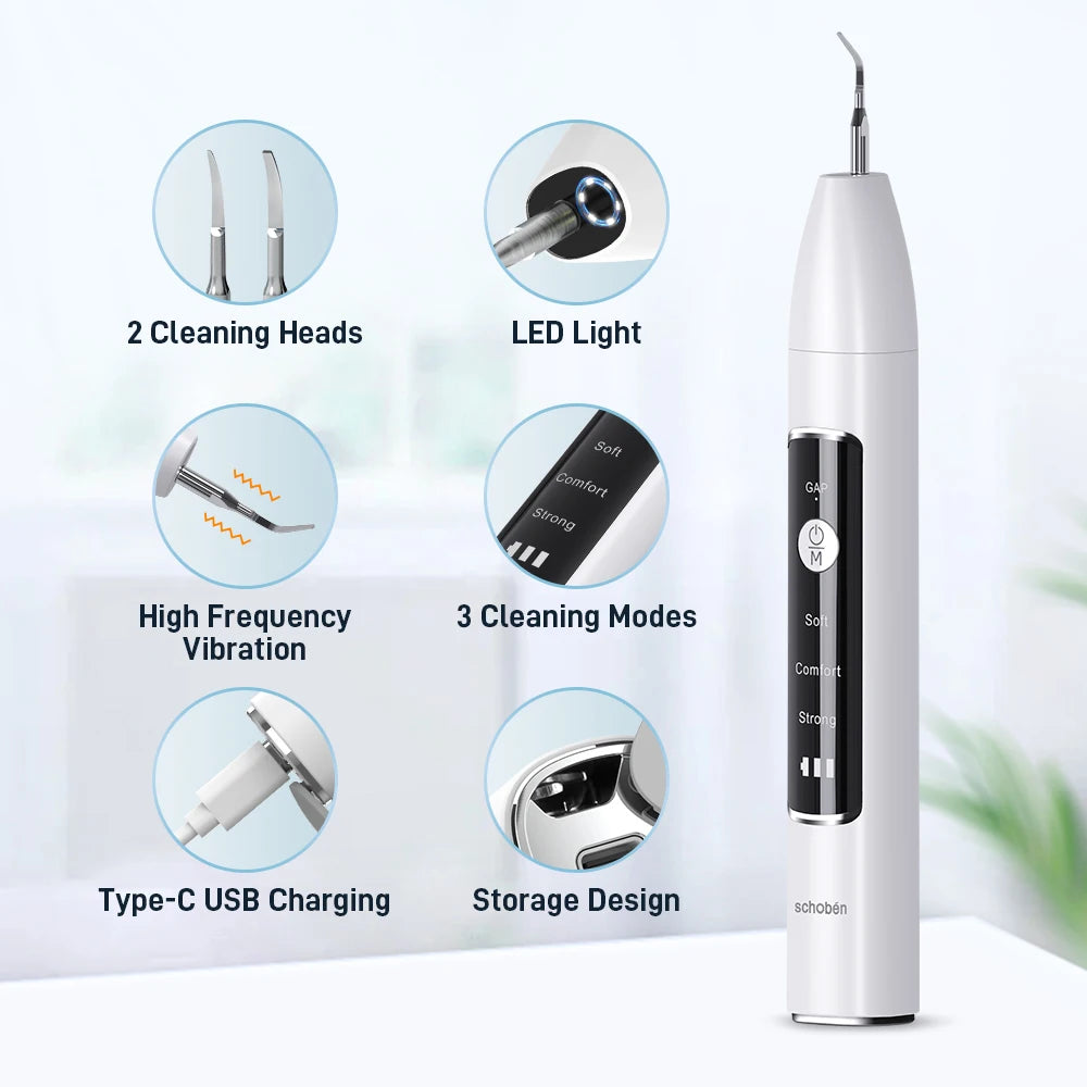 Schoben Ultrasonic Dental Scaler | Tartar & Plaque Remover | Electric Tooth Stone Cleaner