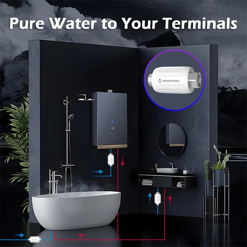 BriskSpring Physical Water Descaler – No Salt, No Chemicals, Anti-Scale & Anti-Rust