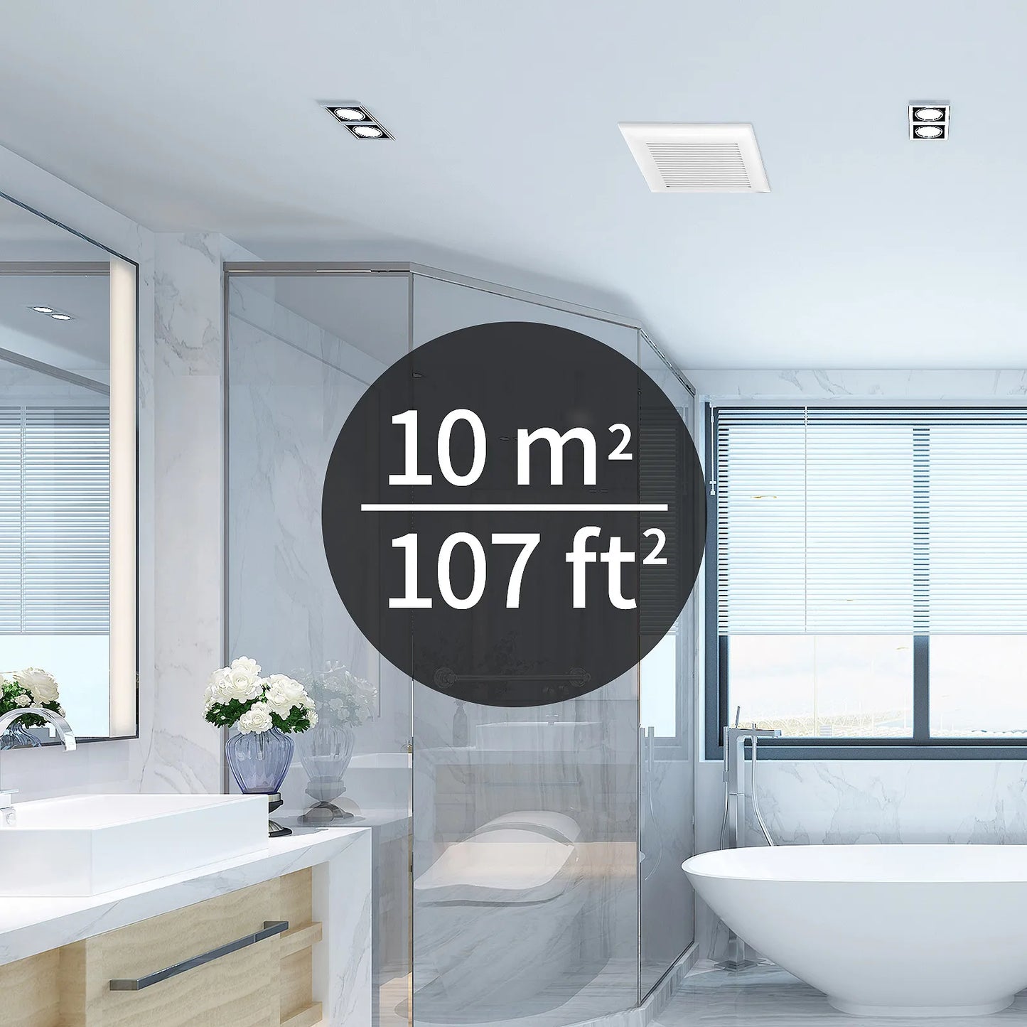 Bathroom Exhaust Fan with LED Light 110 CFM – 3 Color Temps, 1000LM, Ultra Quiet 2.5 Sones