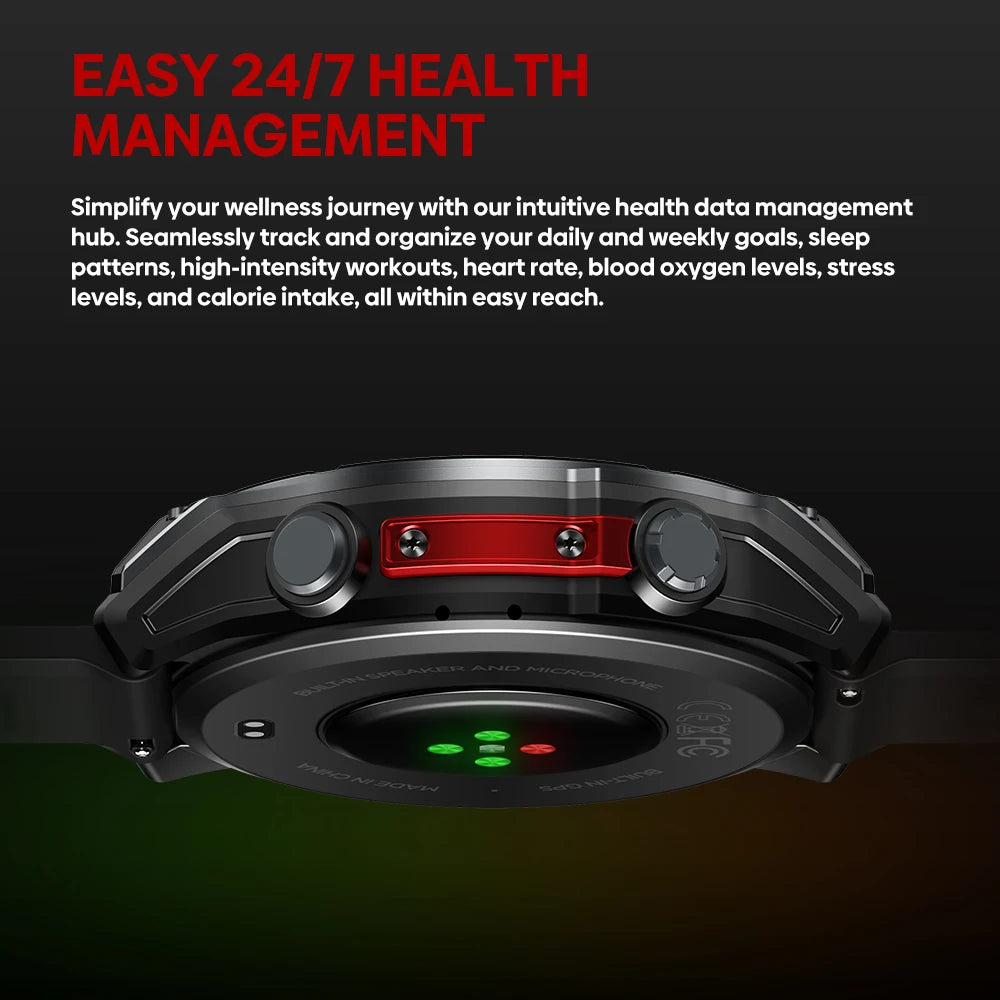 Ciberer Vertix Stratos 4 GPS Smart Watch – 1.43" AMOLED, Compass, Flashlight, 170+ Sports, 5ATM