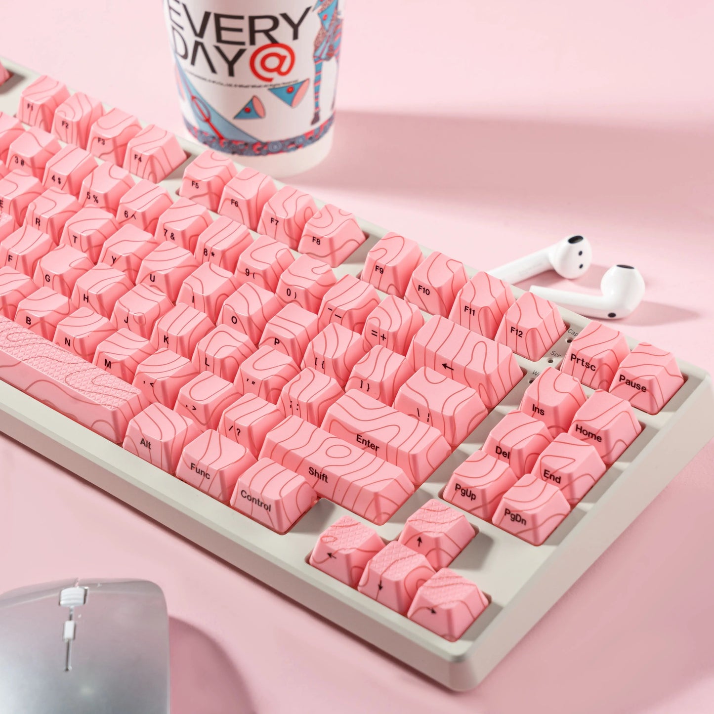 XVX Topographic Keycaps 118 Keys – OEM Profile, Shine-Through, IMD-Tech, Side Print