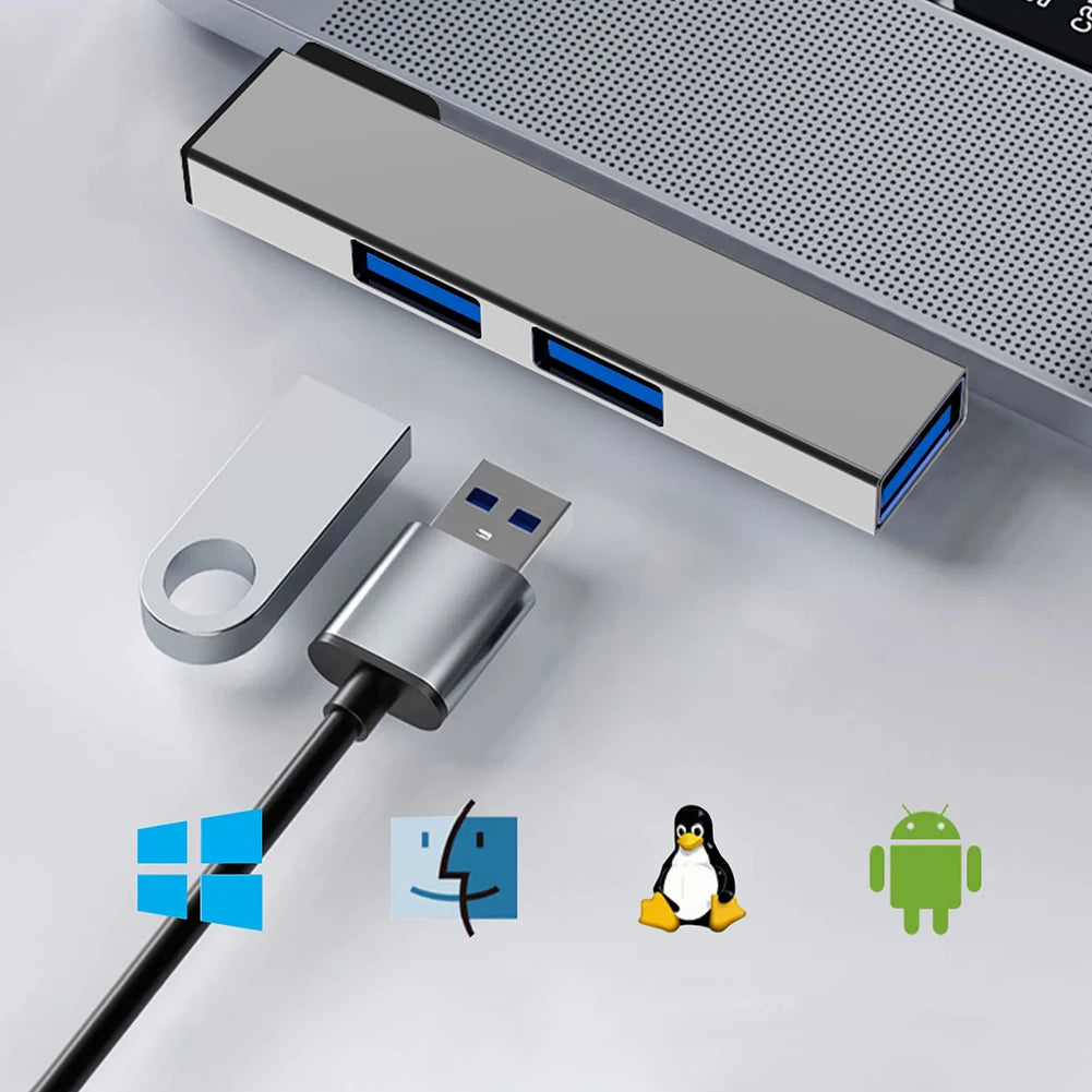 3-in-1 USB Hub OTG – USB-C & USB 3.0 to 3x USB, 5Gbps for PC & Laptop