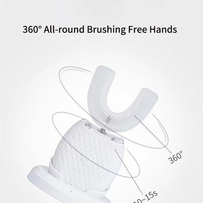 360° U-Type Automatic Electric Toothbrush – Ultrasonic, Rechargeable, Blue Light, IPX7 Waterproof | Adults