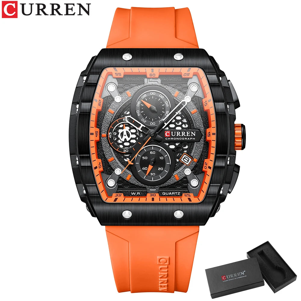 CURREN Men's Fashion Watch – Unique Square Design, Luxury Quartz Sport, Waterproof