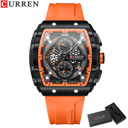 CURREN Men's Fashion Watch – Unique Square Design, Luxury Quartz Sport, Waterproof