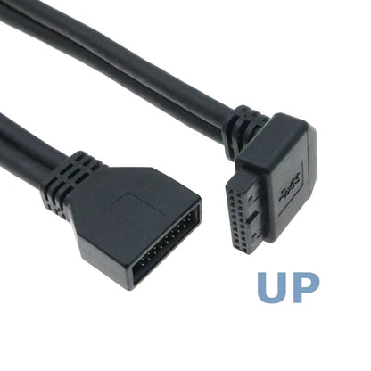 90° USB 3.0 Front Panel Extension Cable – 20-Pin / 19-Pin Elbow Adapter, 0.2m