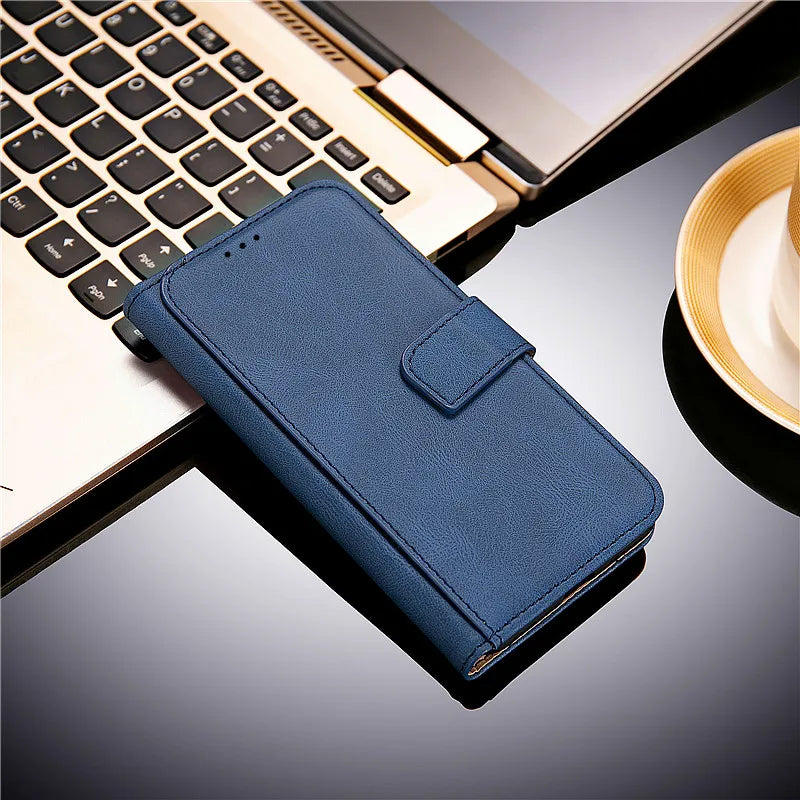 Blackview BV9200 wallet case with stand by R.E.D. Shopping, black leather phone holster cover with card slots and stand feature.