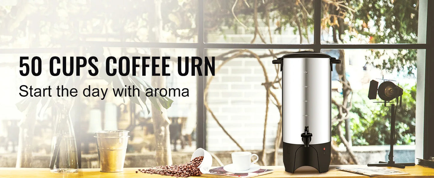 SucceBuy 50-Cup Commercial Coffee Urn – 1000W Stainless Steel Large Dispenser