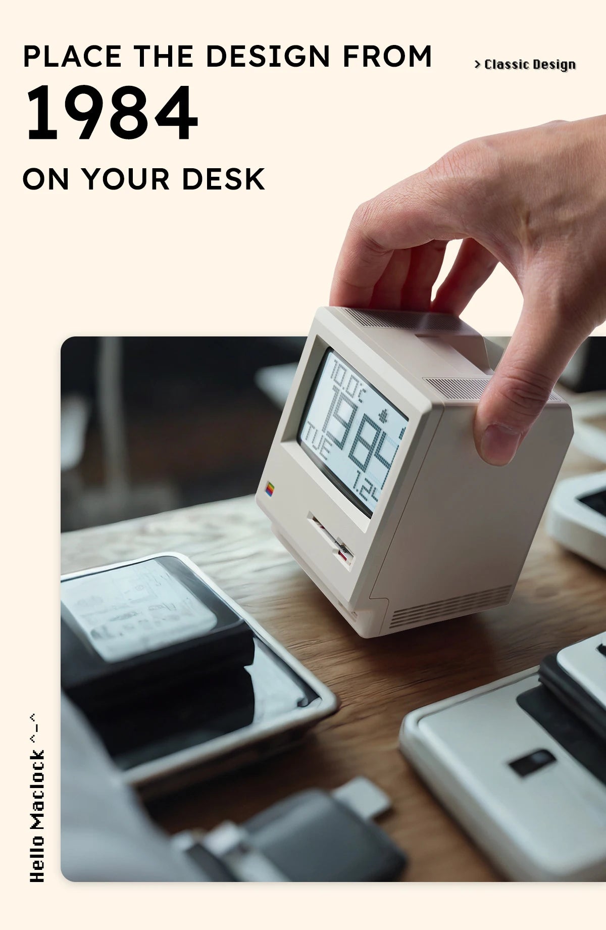 Retro Macintosh Alarm Clock – Classic Desktop Ornament with Digital Clock Design