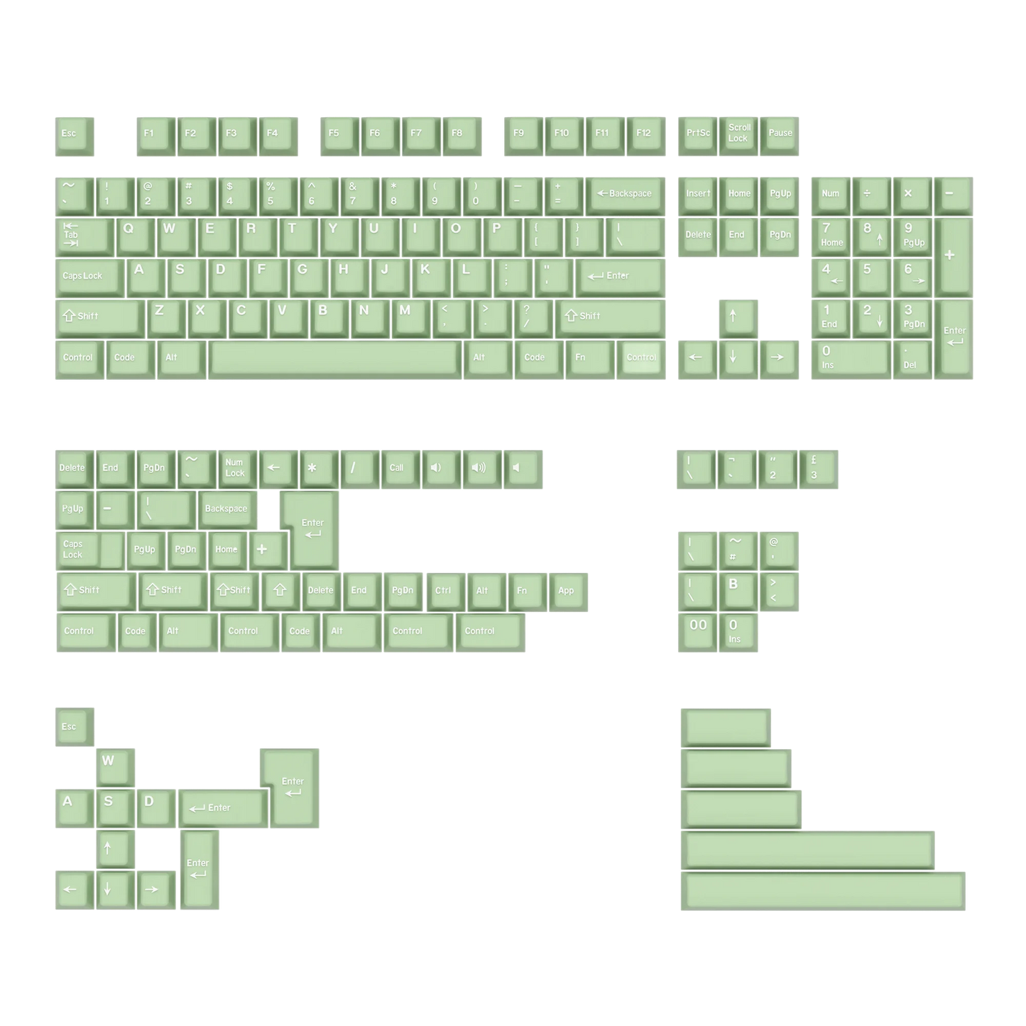 KBDiy Rome Set 174-Key Cherry Profile PBT Double Shot Keycaps – Jade Translucent for Mechanical Keyboards