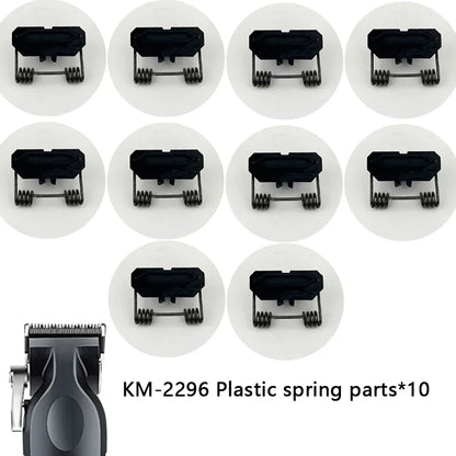 Kemei KM-2296 hair clipper replacement spring and plastic parts for professional hair cutting tools.