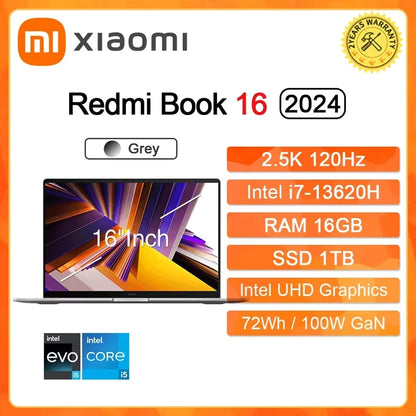 Xiaomi RedmiBook 16 – Intel i5-12450H/i5-13500H, 16GB, 512GB/1TB, 16" 120Hz