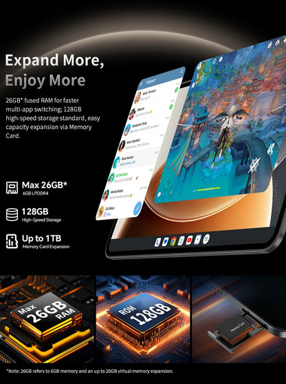 Teclast T65 Tablet – 13.4" 2K 120Hz, Unisoc T7280, 26GB RAM, 8000mAh, 4G LTE, Android 16