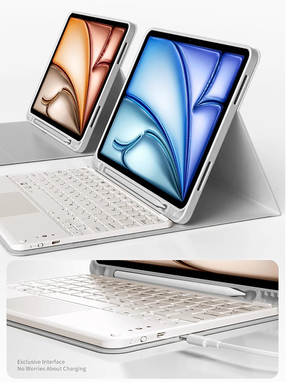 Wireless Magic Keyboard & Mouse Case for iPad Pro 11/13, Air 11/13, iPad 7-10 Gen – Bluetooth, Touchpad