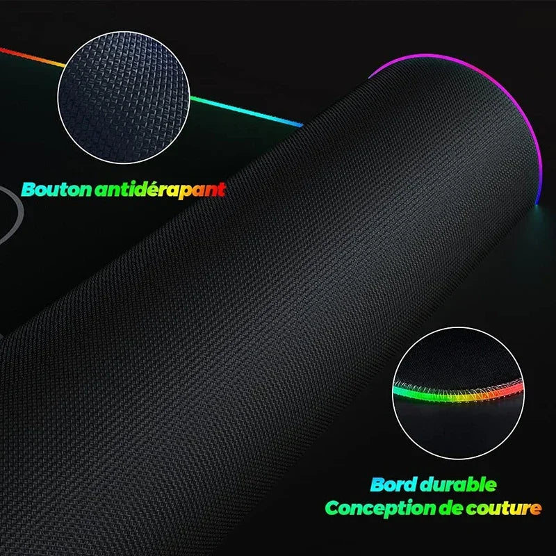 RGB Gaming Mouse Pad XXL with Backlight – Multiple Sizes, Non-Slip Rubber, 3mm