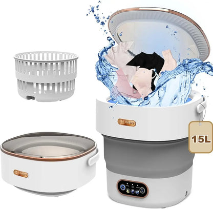 XMSJ 15L Portable Collapsible Washing Machine | Mini Washer with Spin | CE Certified