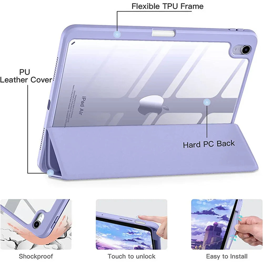 iPad Case with Pencil Slot – iPad 11th 2025, Air 11/13 M3, Pro, Mini 6/7, 10th Gen