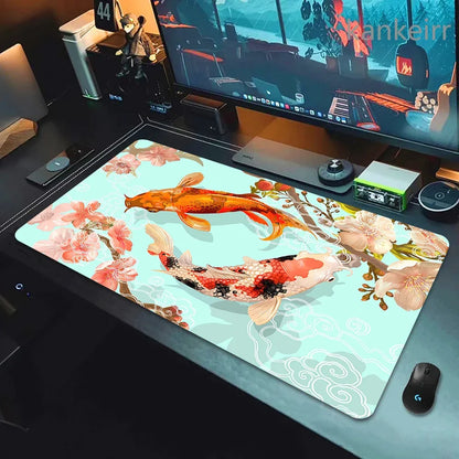 Koi Fish Taichi XXL Gaming Deskmat 90x40 – Natural Rubber, Anti-Slip, Smooth Surface