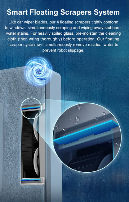 ABIR WD9 Robot Window Vacuum Cleaner – 9000Pa, 4-Way Water Spray, Laser Sensor, Wet & Dry