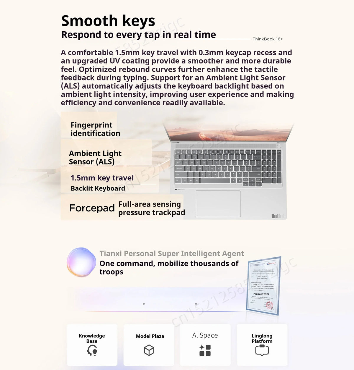 Lenovo ThinkBook 16+ Laptop – Intel Arc 140T, 32GB DDR5, 1TB SSD, 3.2K 165Hz