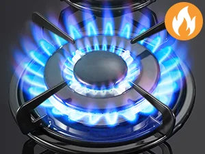 TopStrong 60cm 4-Burner Built-In Gas Hob – Black Tempered Glass, 8060W Dual Fuel