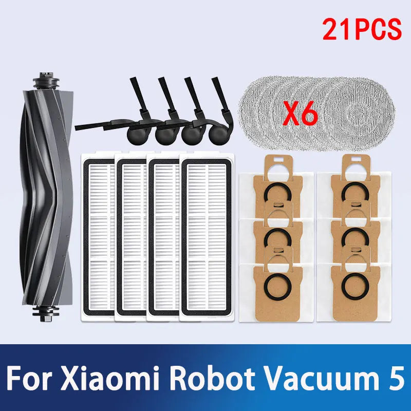 Xiaomi Robot Vacuum 5 / OV31GL Replacement Parts | Main Brush, Side Brush, HEPA Filter, Mop, Dust Bag