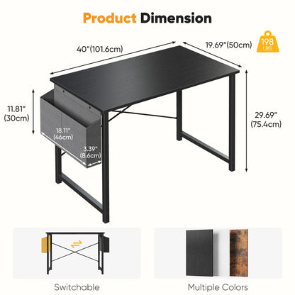 JHK 31–55" Adjustable Office & Gaming Desk – Metal Frame, Wood Tabletop & Storage Bag