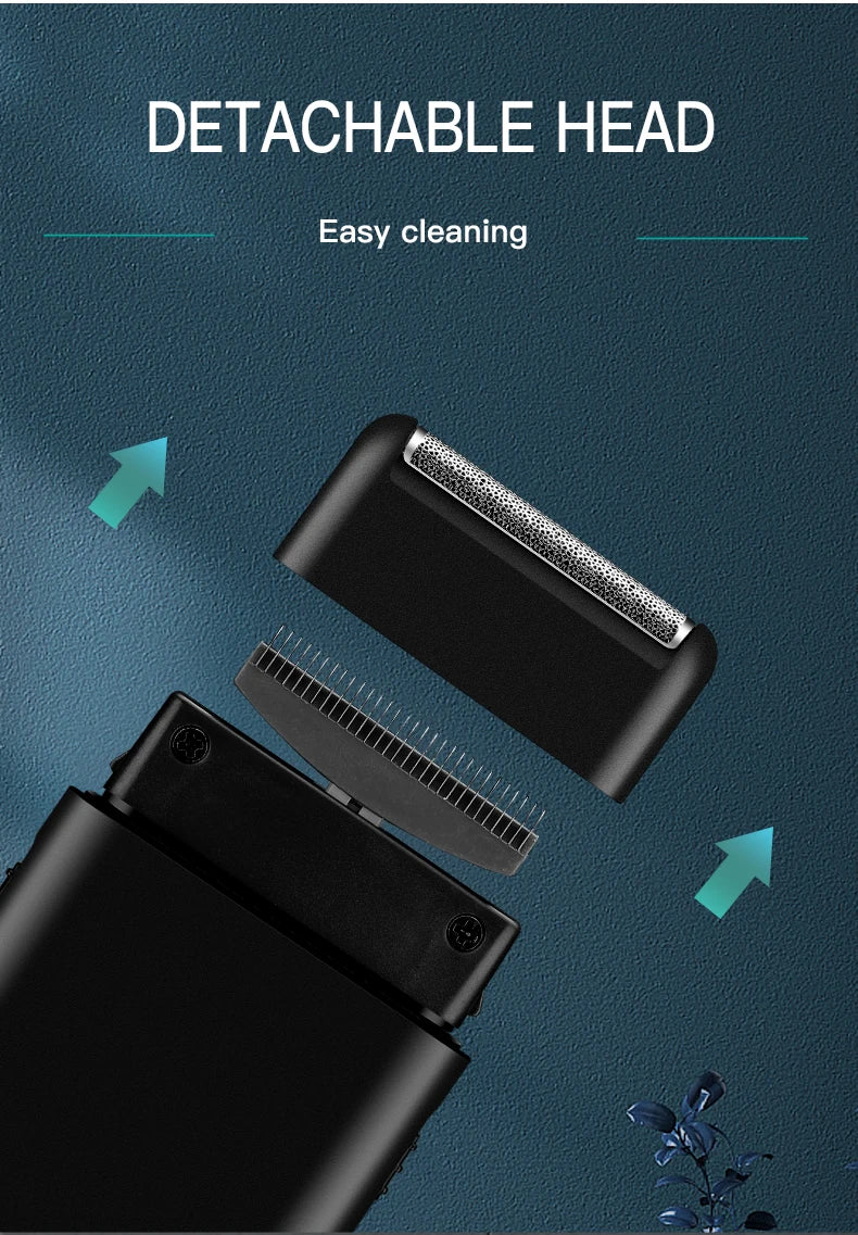 R.E.D. VGR electric shaver with compact design, portable mini grooming machine, USB charging for men's beard trimming.