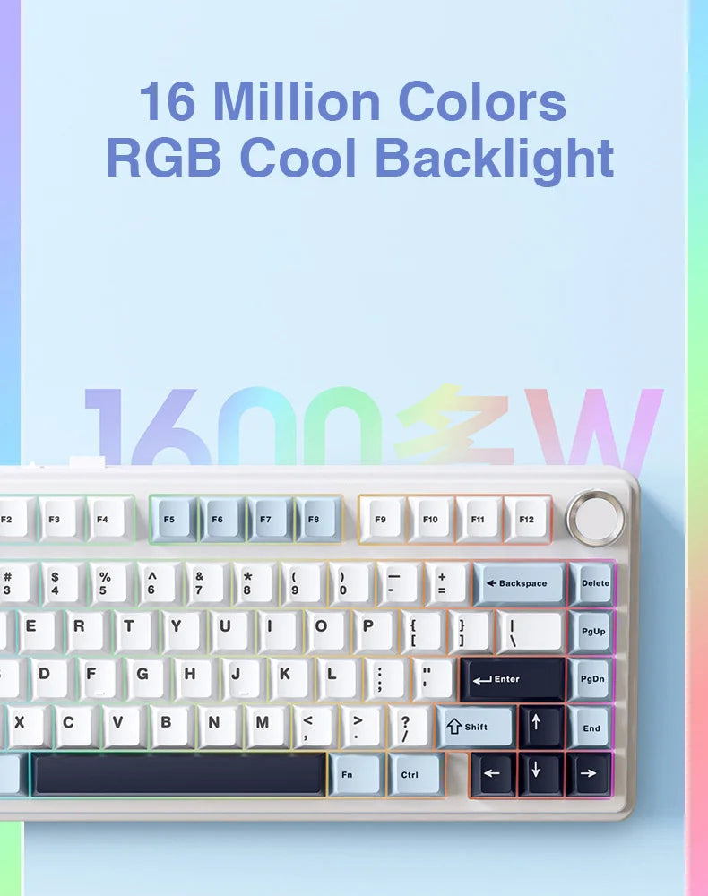 AULA F75 Mechanical Keyboard – 75% Layout, Tri-Mode (2.4G/BT/USB), RGB, Hot-Swap, PBT Keycaps