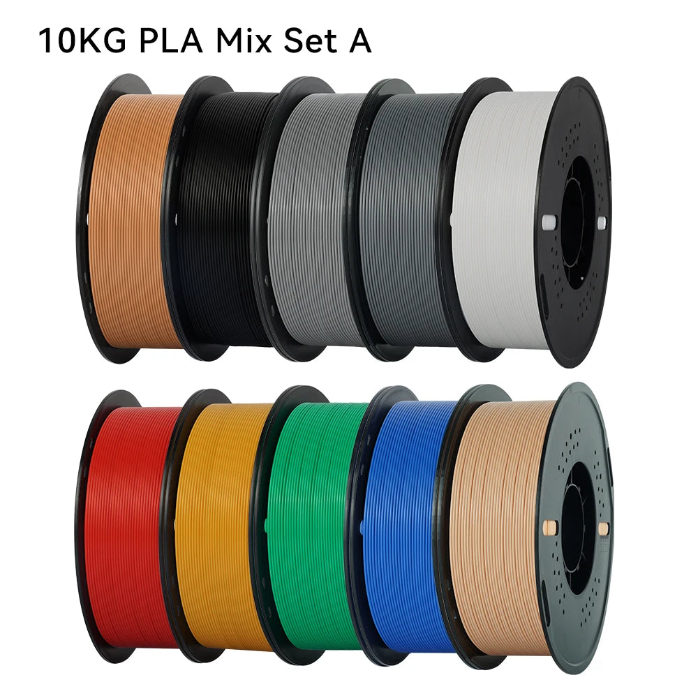 KINGROON 3D Printer Filament – 10 Rolls 1.75mm PLA / PETG, 1KG Each, Mix Colors, 22LBS Total