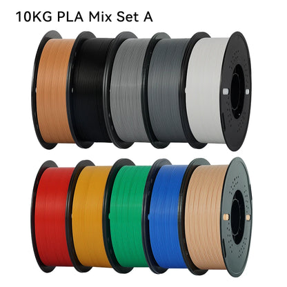 KINGROON 3D Printer Filament – 10 Rolls 1.75mm PLA / PETG, 1KG Each, Mix Colors, Eco-Friendly