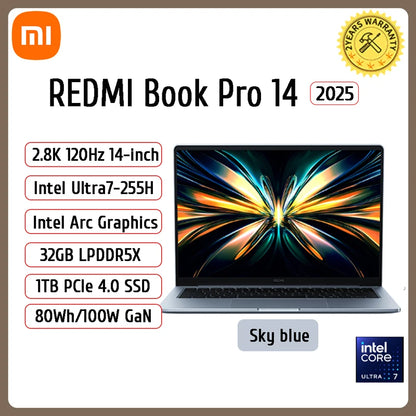 Xiaomi Redmi Book Pro 14 2025 — Intel Ultra5/Ultra7, 16/32GB RAM, Up to 2TB SSD, 2.8K 120Hz
