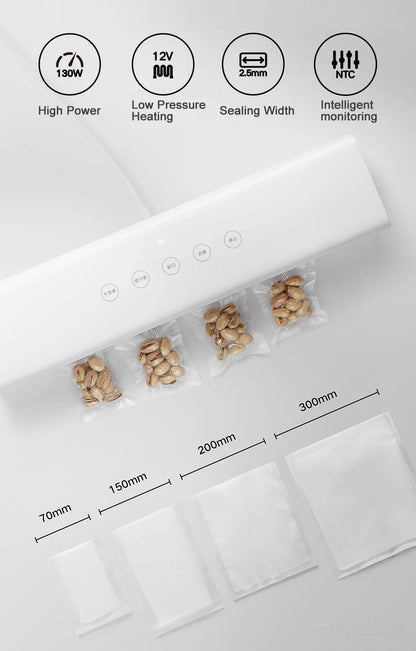 MIJIA Vacuum Sealer Machine | 70kPa Suction | Dry & Moist Modes | 10 Vacuum Bags | External Vacuum | CN Version