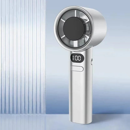 5000mAh Handheld Mini Fan – USB Rechargeable, Ice Compress Cooling, LED Display, 3 Speeds