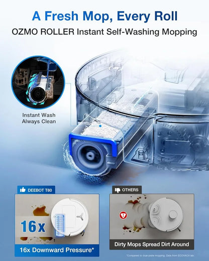 Ecovacs Deebot X9 Robot Vacuum Cleaner – 16000Pa Suction, AI Obstacle Avoidance