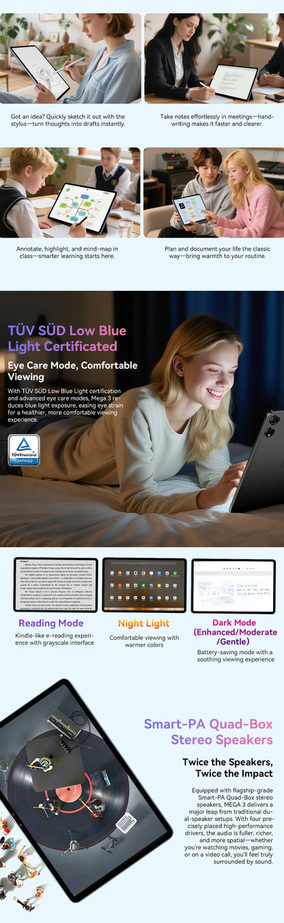 Blackview MEGA 3 Tablet | 12.1" 2.5K 90Hz | Android 15 | 12GB+256GB | 8800mAh 33W | 50MP | 4G