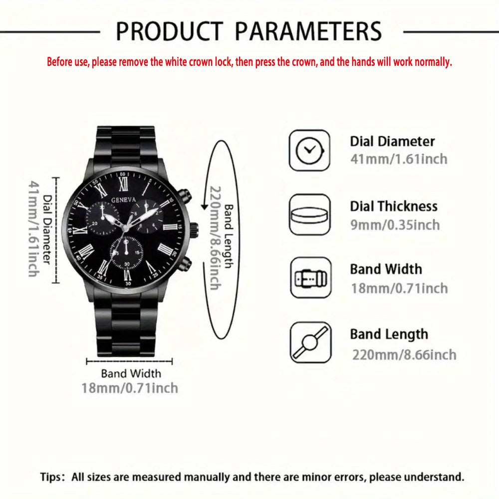 Men's Classic Business Quartz Watch - Stainless Steel Band, Elegant Dress Watch