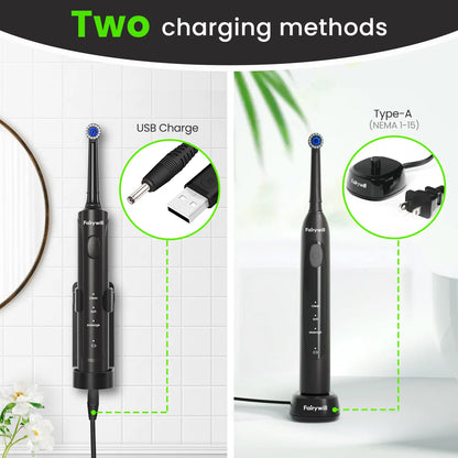 Fairywill T2233 Electric Toothbrush – Sonic Rotation, 4 Heads, 3 Modes, Rechargeable