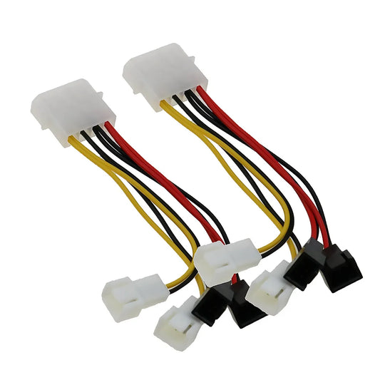 2pc 4-Pin Molex to 3-Pin Fan Power Adapter Cable — 12V CPU & PC Case Fan