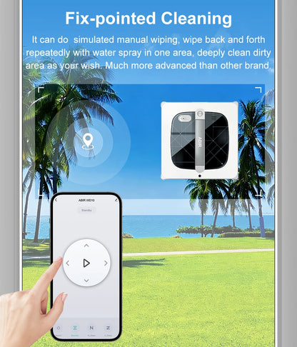 ABIR WD10 Window Cleaning Robot – Dual Roller Brushes, 10000Pa Suction, 6-Way Water Spray & Remote