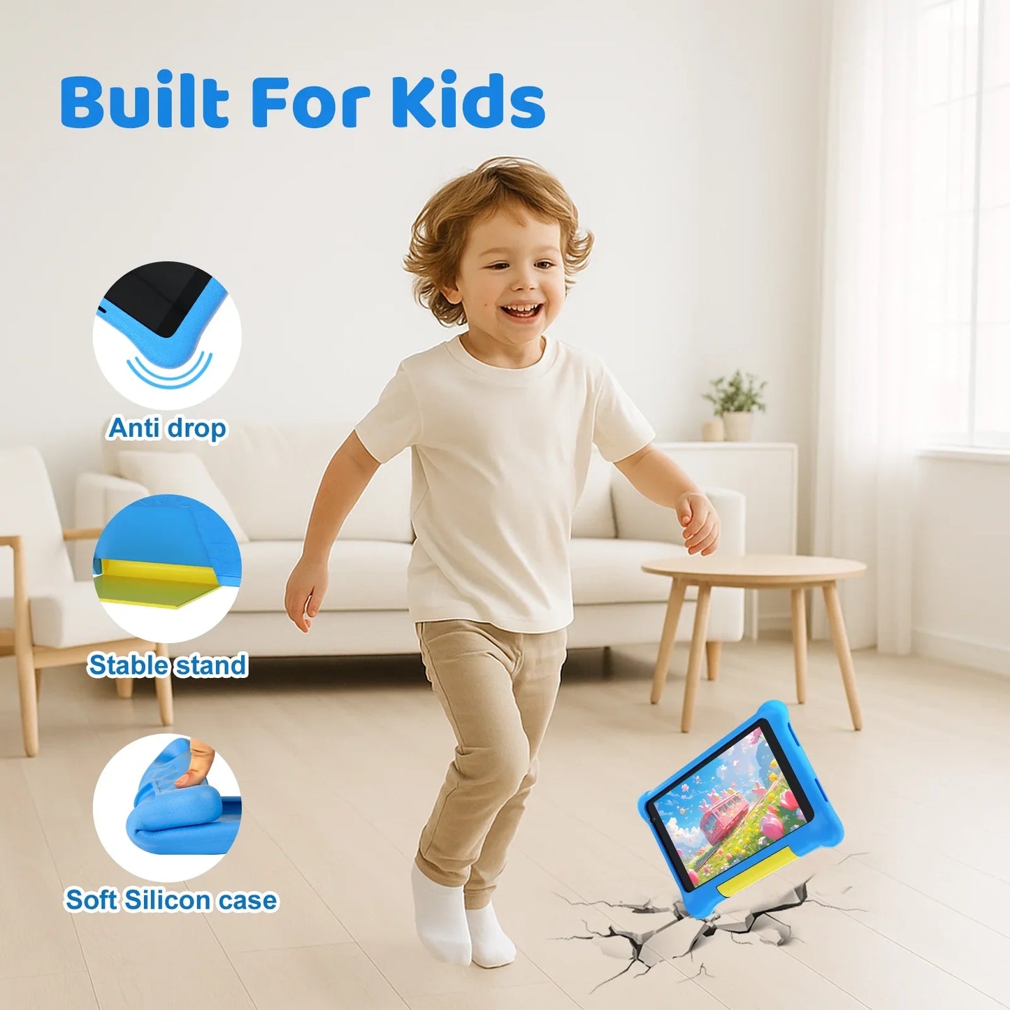 URAO 7" Kids Learning Tablet Bundle – Android 13, 5GB+32GB, Headphones, Stylus, Bag, Parental Controls