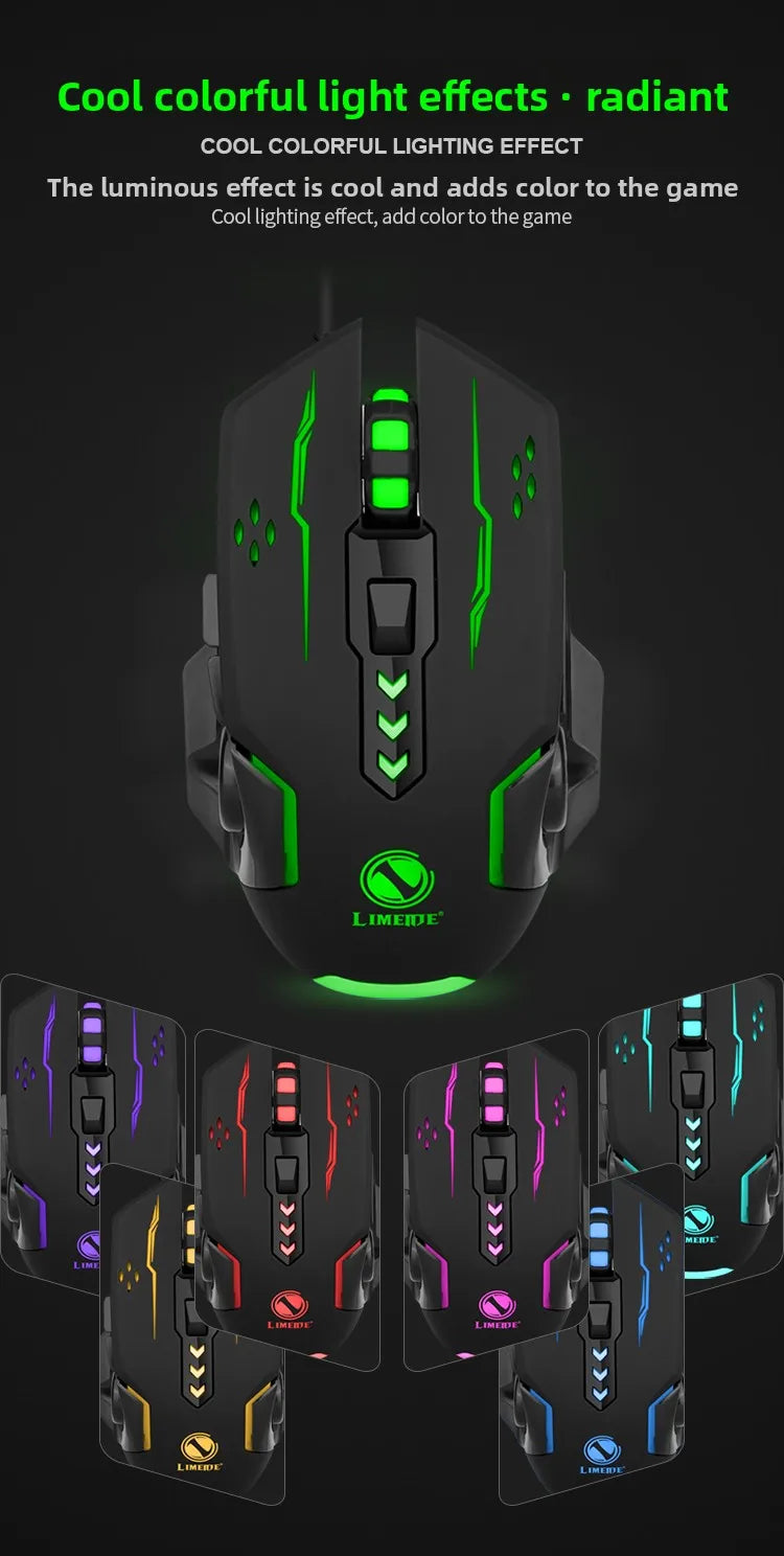 R.E.D. Shopping V7 wired mechanical gaming mouse with LED lights, ambidextrous design for laptops and desktops, computer accessory