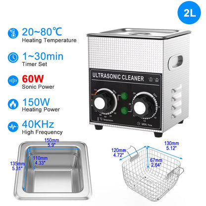 Ultrasonic Cleaner 1.3L–30L | 40KHz 220V EU Plug | Professional Ultrasound Bath