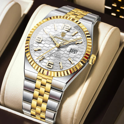 POEDAGAR Men's Luxury Watch – Stainless Steel, Waterproof, Luminous, Date Display, With Box